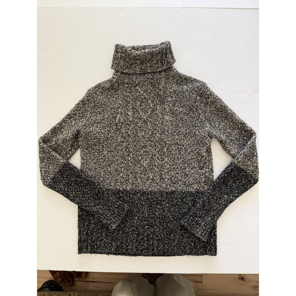 Vince Women’s S Turtleneck Ombré Two Tone Wool Yak Sweater Gray Small Classic